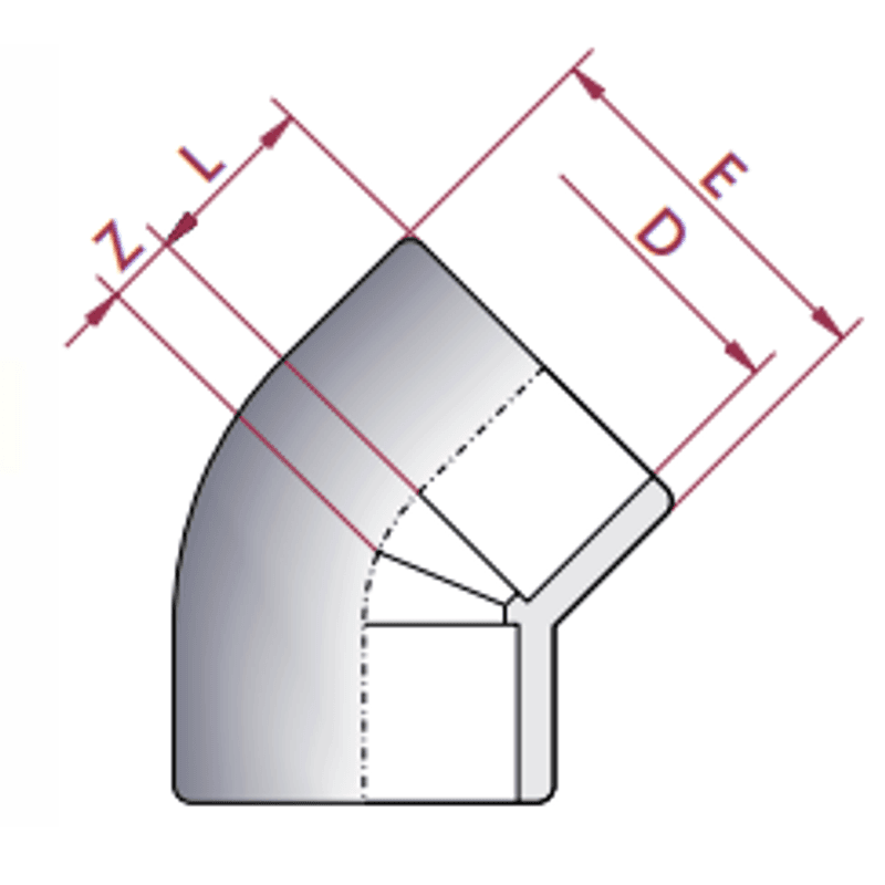 PVC Albue | Ø50mm 45° PN16