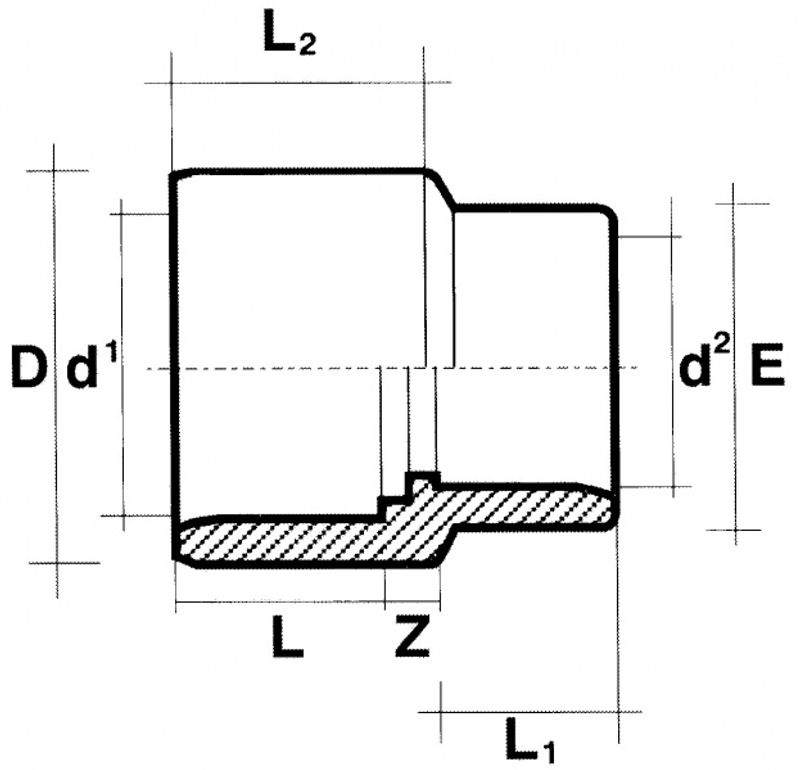 PVC Konisk Reduksjon | Ø63/50 x 40mm PN16