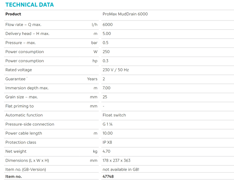 Oase Promax Muddrain Lensepumpe | 7000  