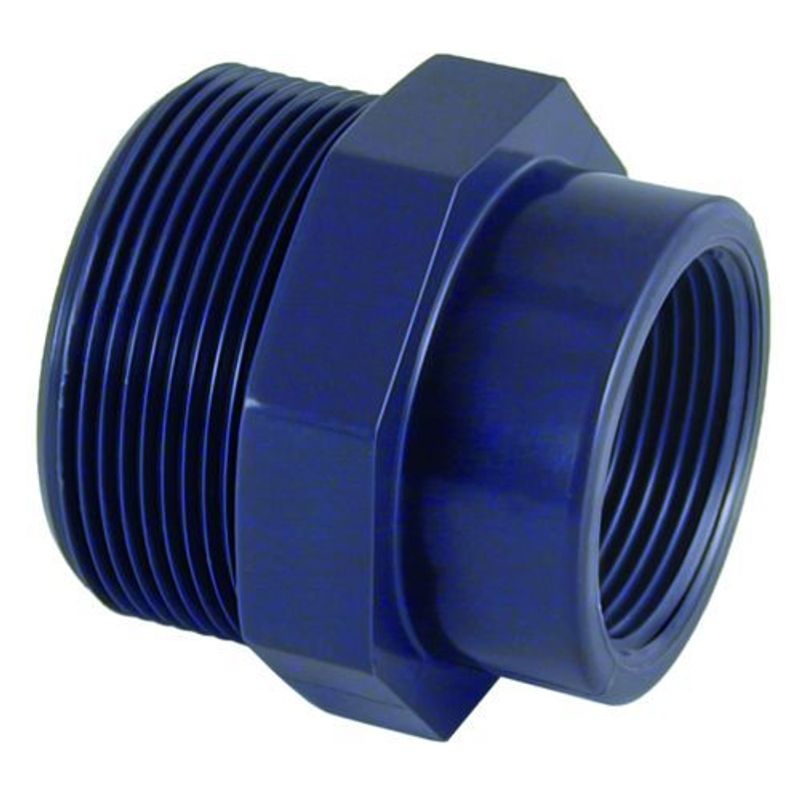 PVC Muffe nippel  | 2“ Utv.gj. x 1“ Innv. gj.